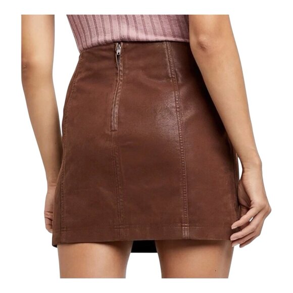 Free People Rust Brown Faux Suede A-Line Mini Skirt Women’s Size 8 NWOT - Picture 3 of 9